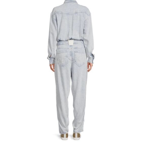 7 FOR ALL MANKIND DENIM LUSTRE BALLOON SLEEVE JUMPSUIT.  Size Small. NWOT - Picture 2 of 11